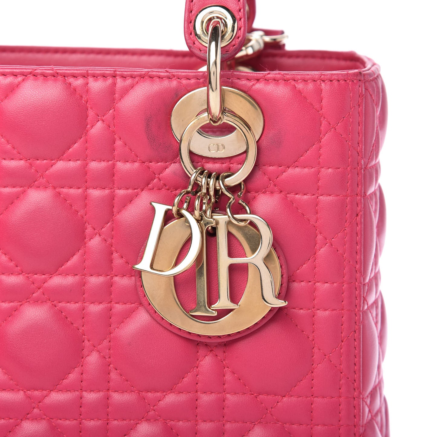 Lambskin Cannage Medium Lady Dior Fuchsia