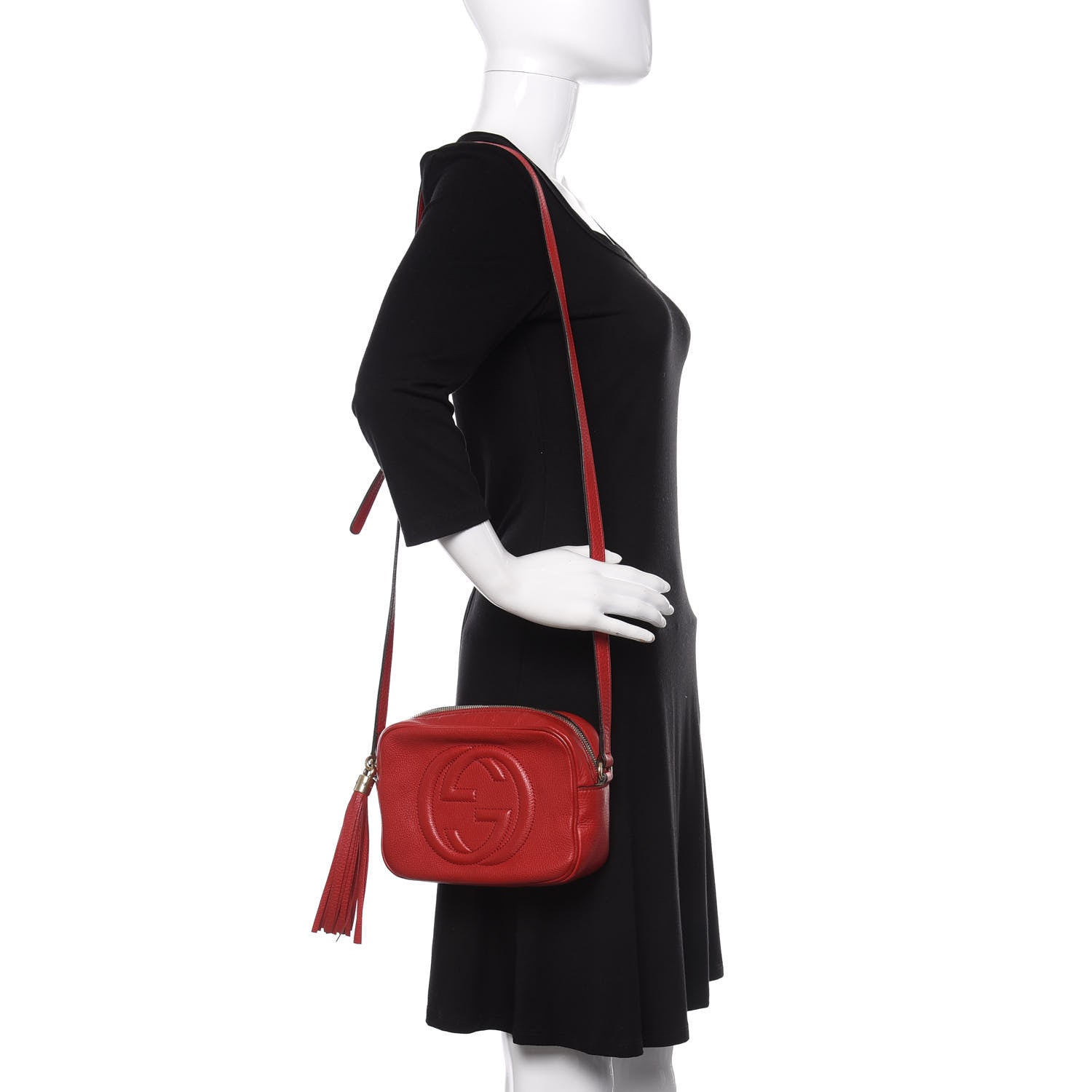 Gucci Pebbled Calfskin Small Soho Disco Bag Tabasco Red 2 of 16