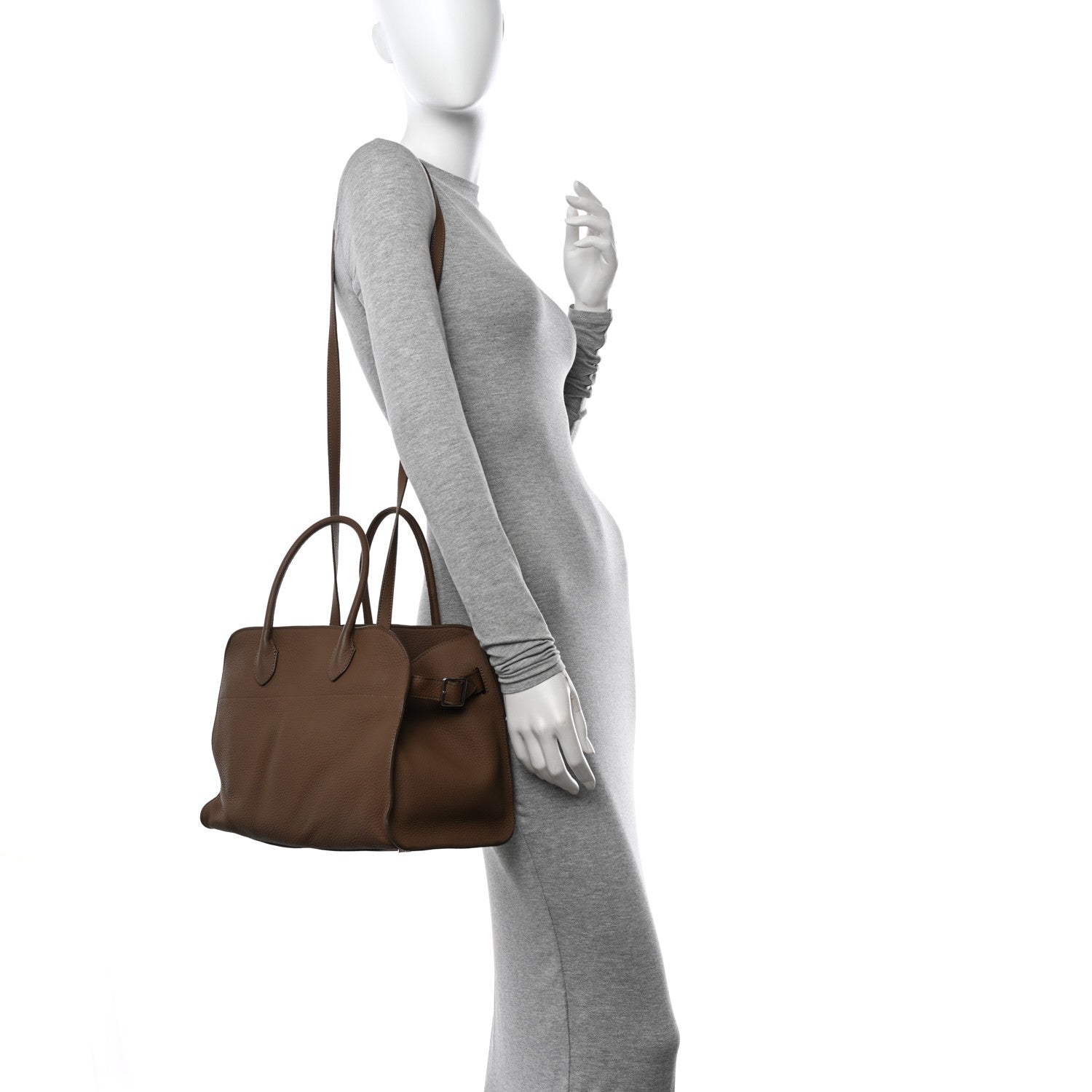The Row Matte Grained Calfskin Soft Margaux 12 Taupe 2 of 10