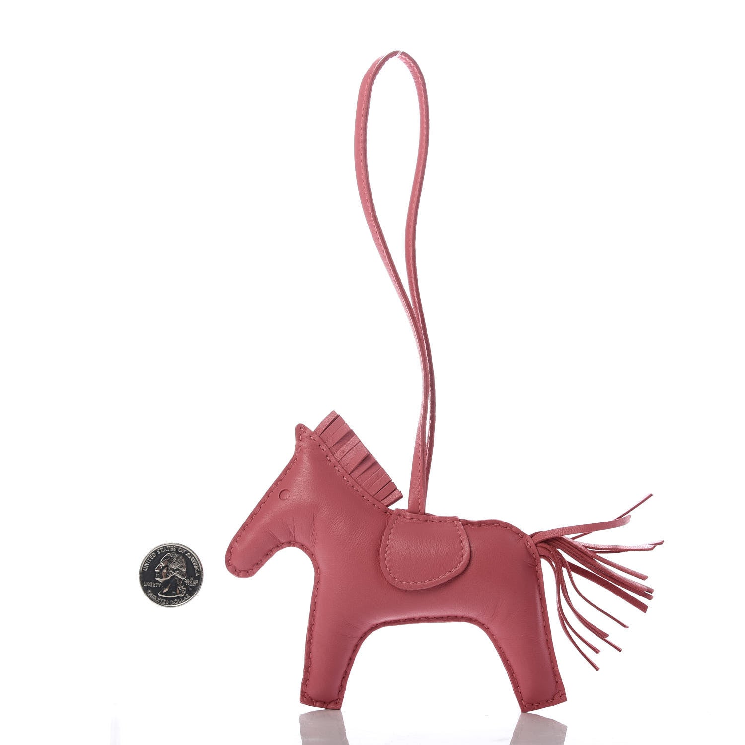Hermes Milo Lambskin Grigri Rodeo Horse Bag Charm MM Rose Azalee 2 of 4