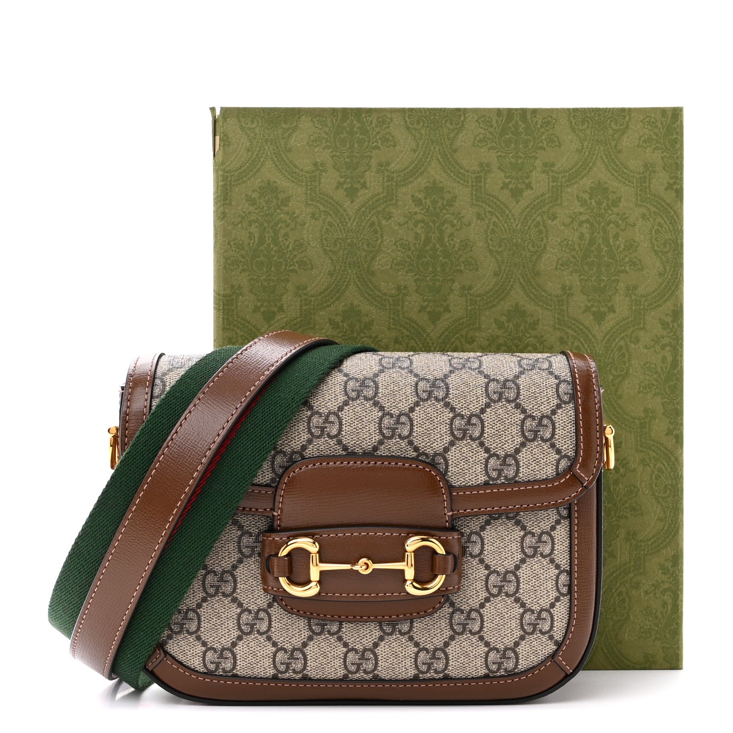 Gucci GG Supreme Monogram Web Mini Horsebit 1955 Shoulder Bag Beige Brown Sugar 11 of 11