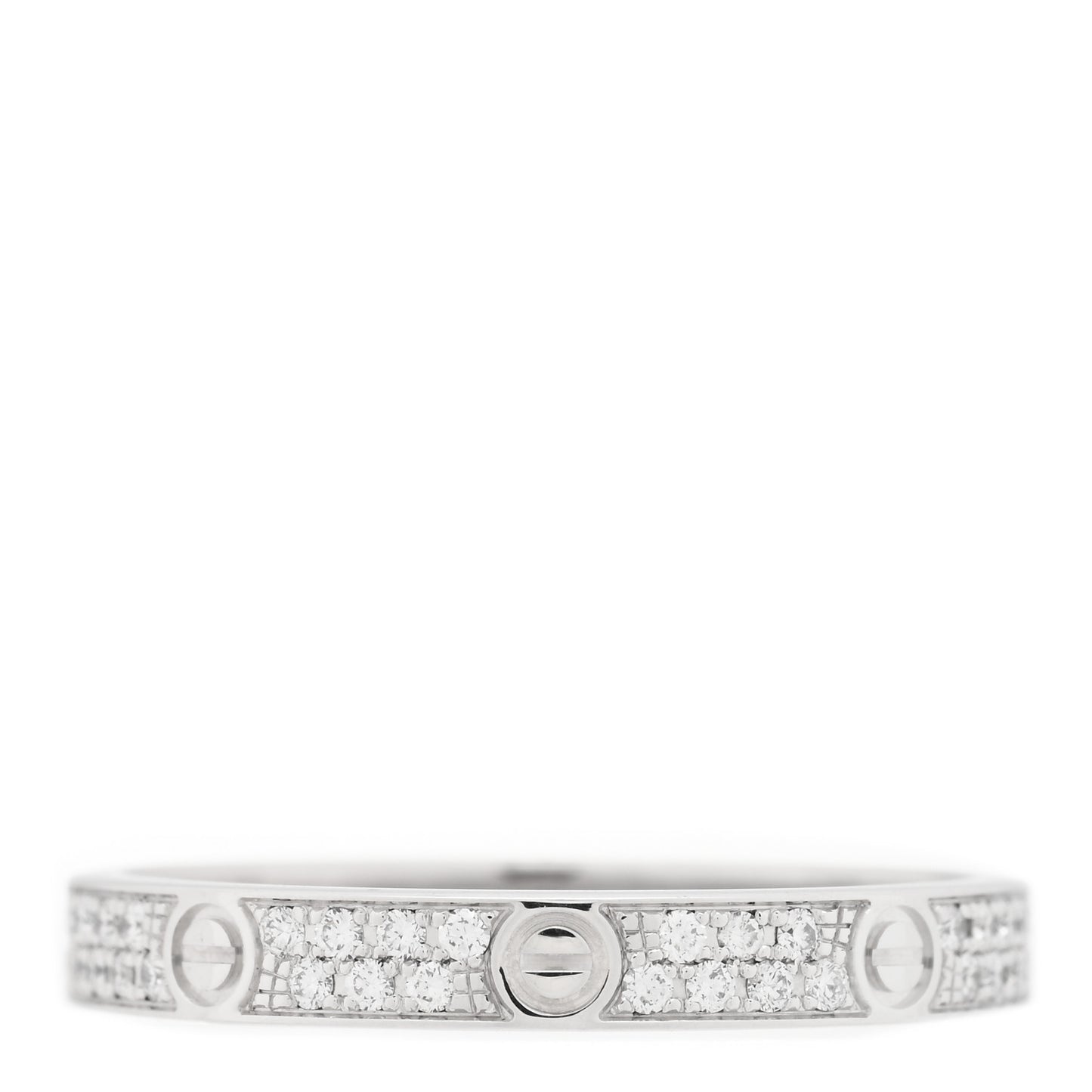 18K White Gold Diamond 2.6mm LOVE Paved Band Ring 49 4.75