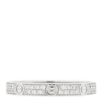 Cartier 18K White Gold Diamond 2.6mm LOVE Paved Band Ring 49 4.75 3 of 4