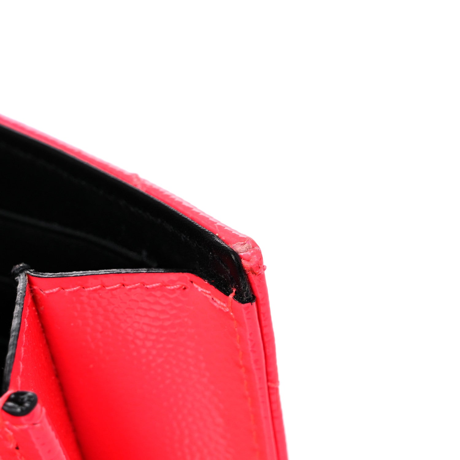 Saint Laurent Patent Grain De Poudre Matelasse Chevron Monogram Chain Wallet Neon Pink 11 of 13