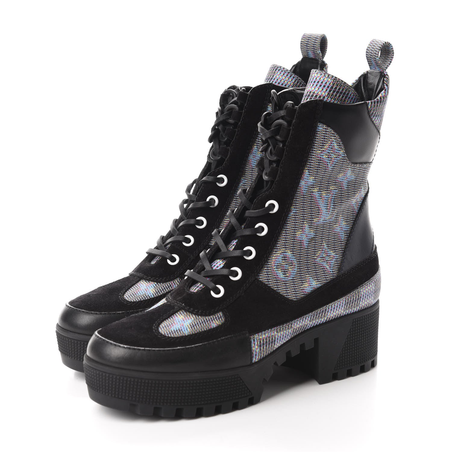 Louis Vuitton Monogram LV Pop Suede Calfskin Laureate Platform Desert Boots 37 Blue 3 of 9