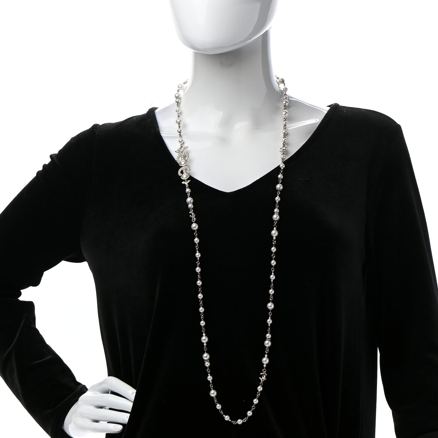 Pearl Crystal Queen of France Multi Strand Necklace Gold