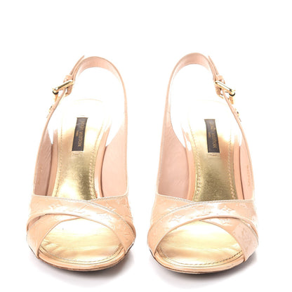 Louis Vuitton Vernis No Doubt Slingback Heels 36.5 Rose Poudre 2 of 11