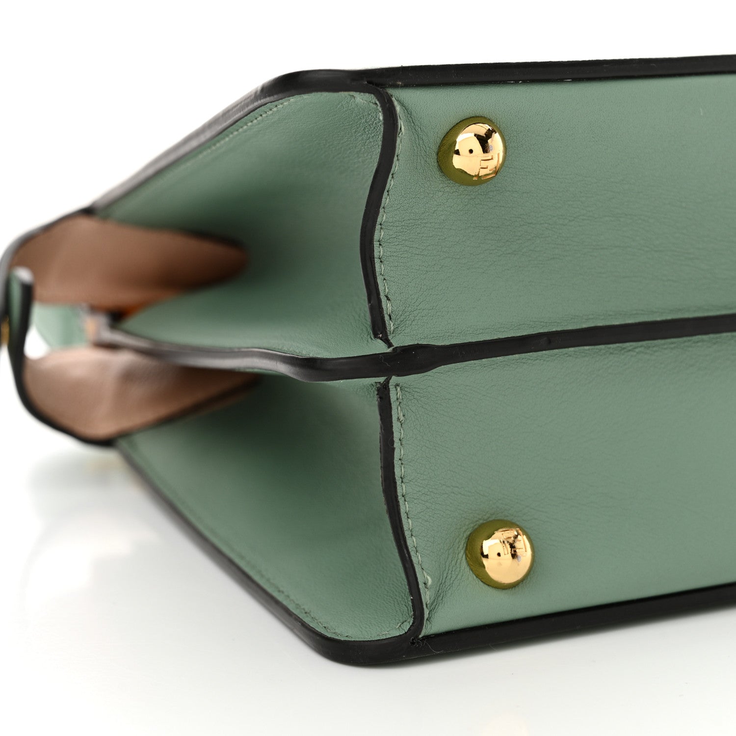 Fendi Vitello Seta Shiny Nappa Plexiglass Small Peekaboo I SEE U Satchel Menta Light Rose 10 of 11