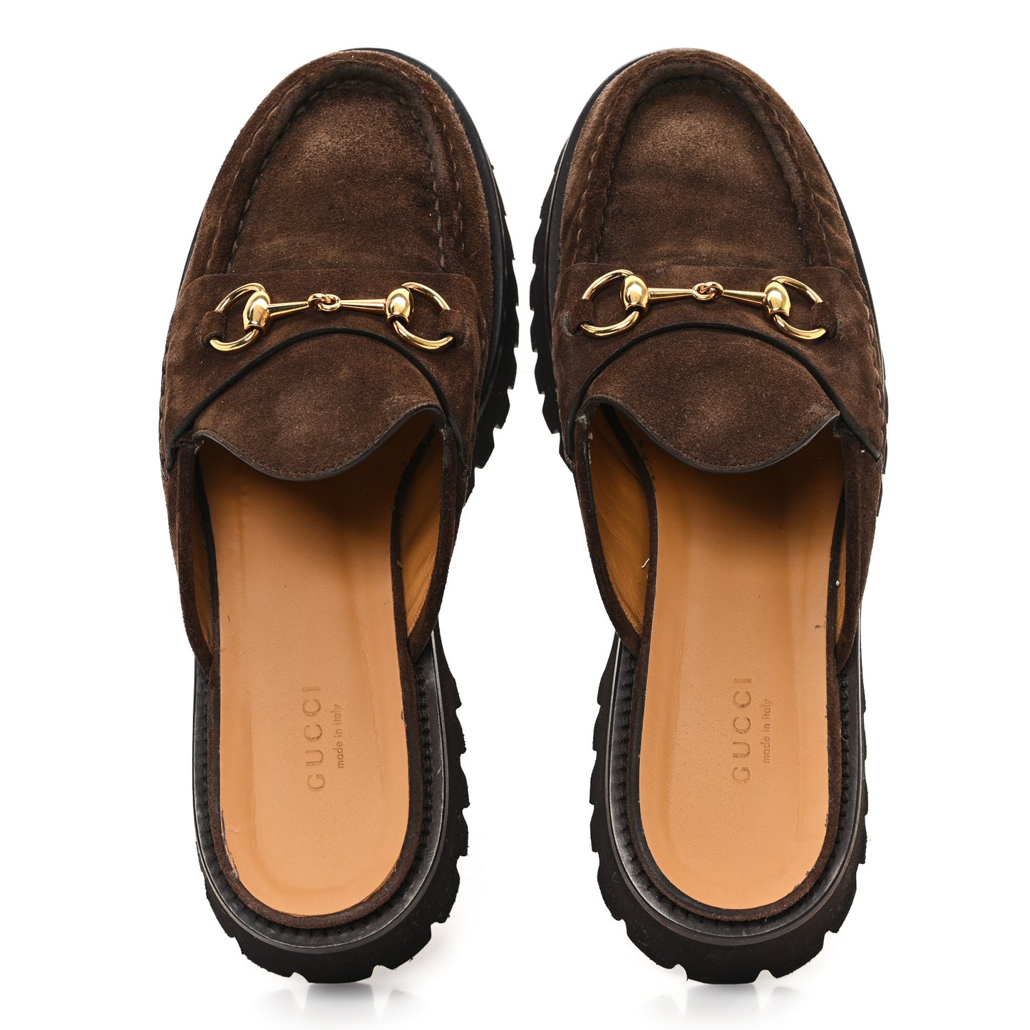 Suede Horsebit Platform Mules 39.5 Washed Brown