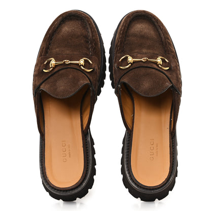 Gucci Suede Horsebit Platform Mules 39.5 Washed Brown 2 of 10