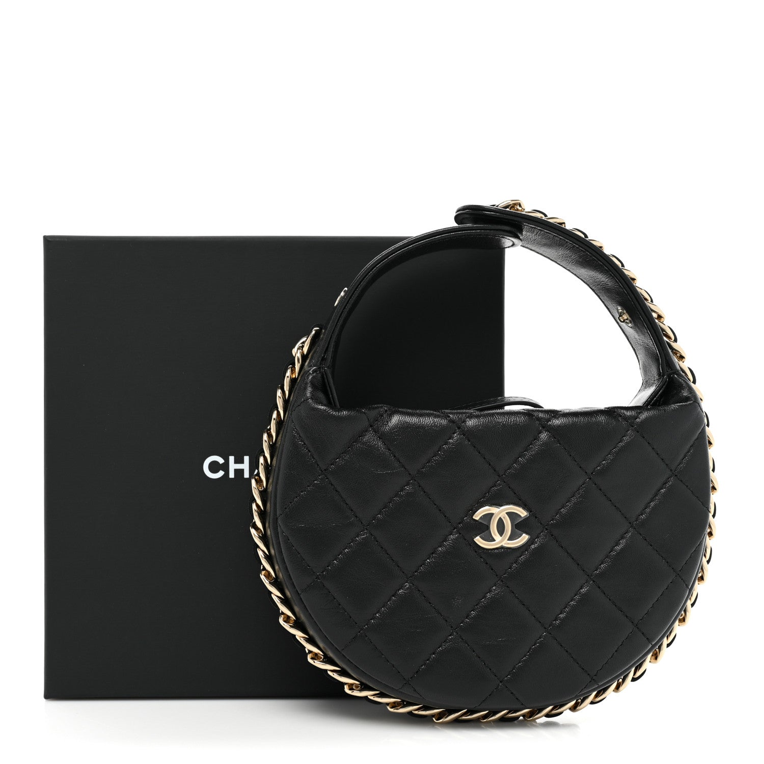 Chanel Lambskin Quilted Chain Around Pouch Hobo Black 9 of 9