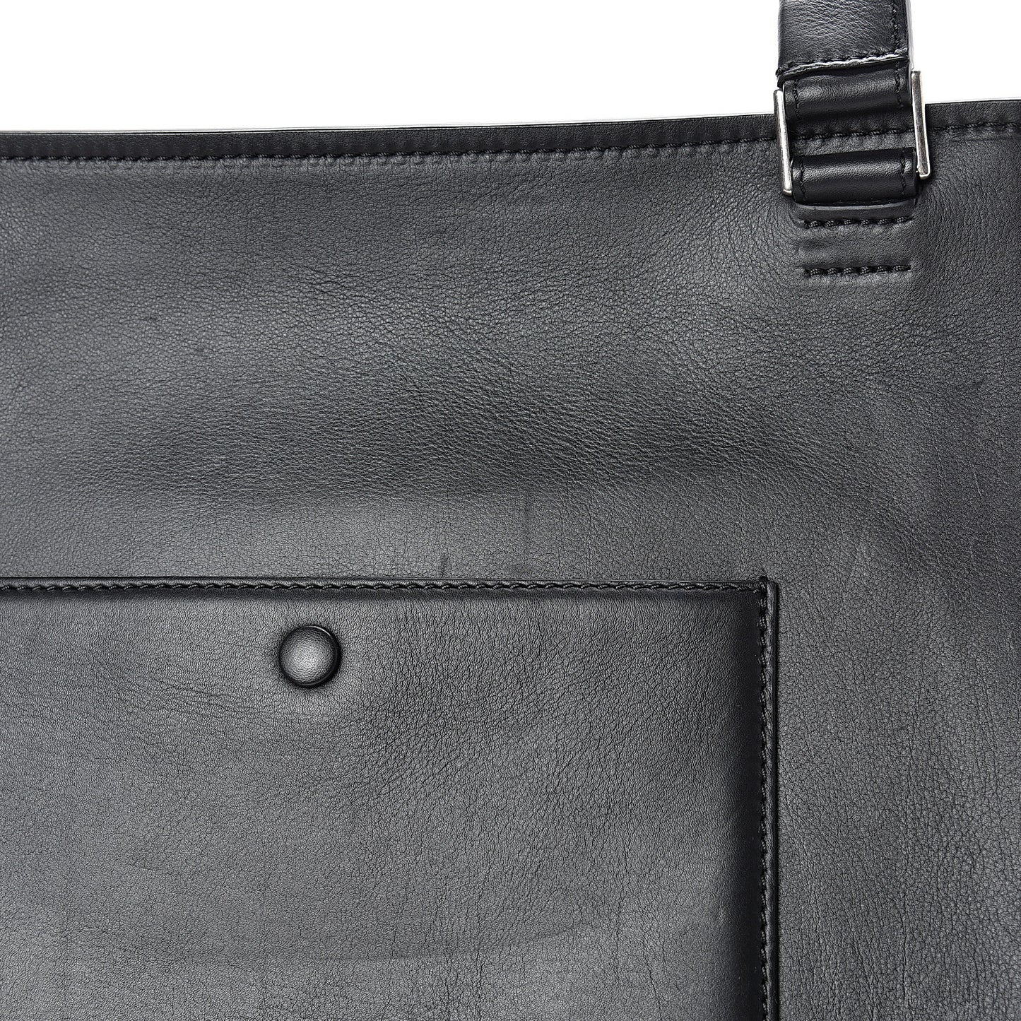 Textured Calfskin Medium Bi-Color Edge Shoulder Bag Black Beige
