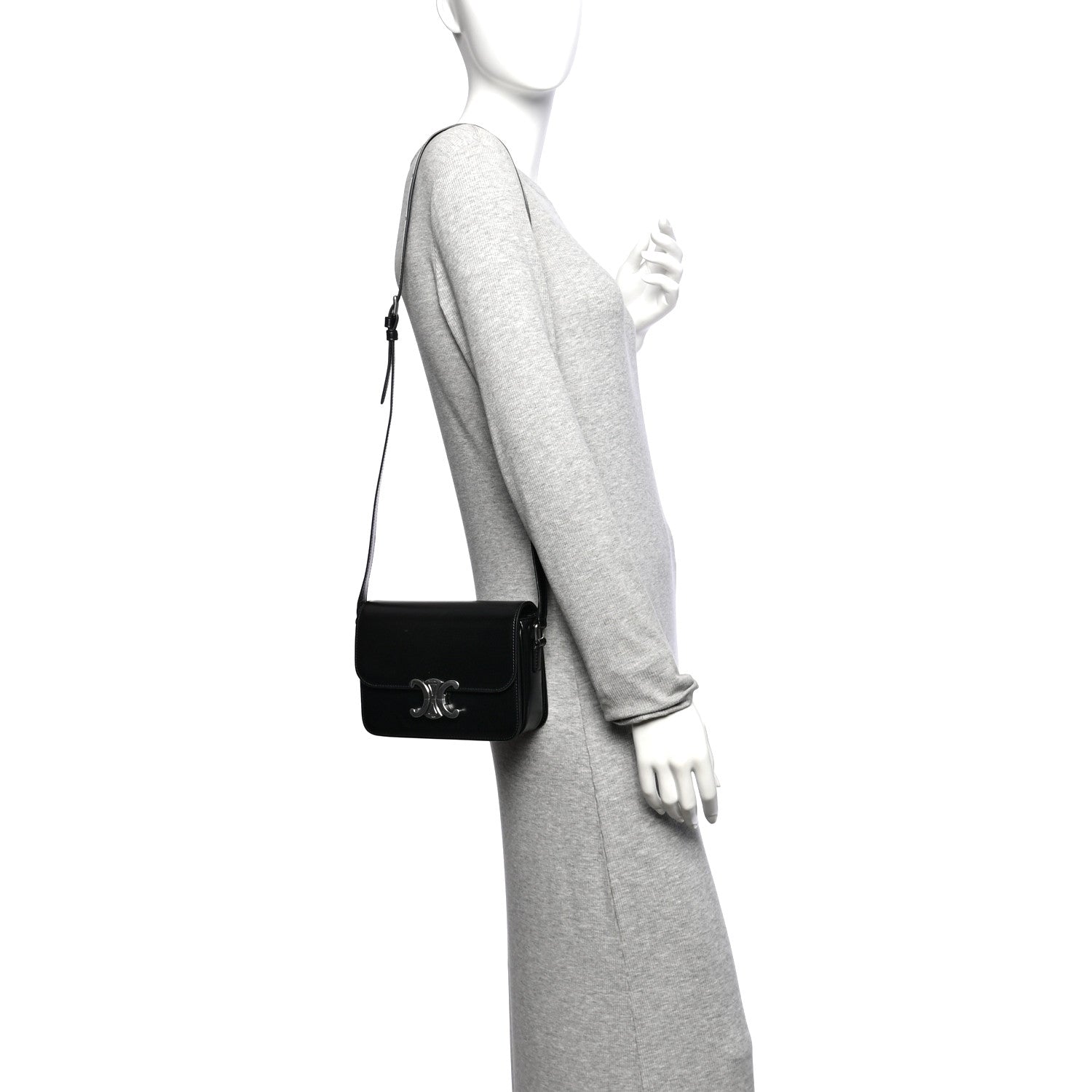Celine Shiny Calfskin Teen Triomphe Black 2 of 11