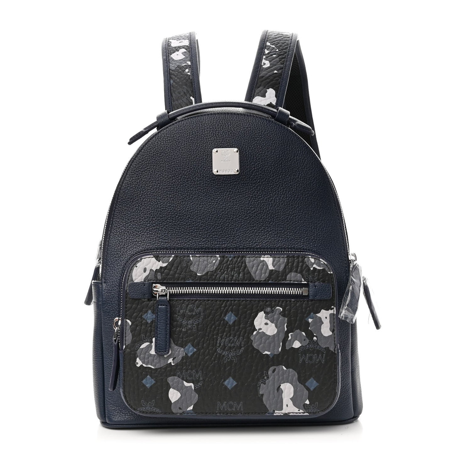 Calfskin Visetos Floral Leopard Klassik Small Stark Backpack Blue Black