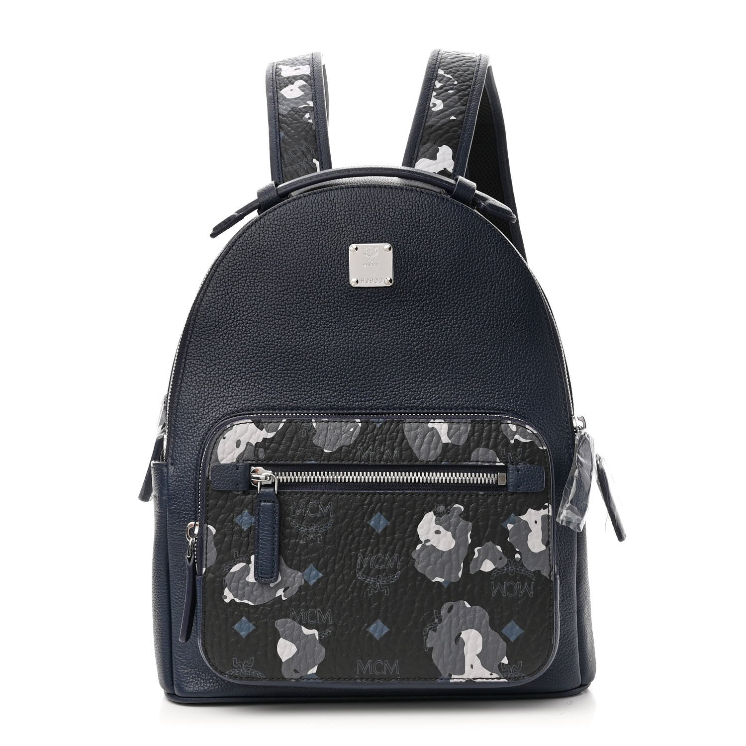 MCM Calfskin Visetos Floral Leopard Klassik Small Stark Backpack Blue Black 1 of 11