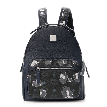 MCM Calfskin Visetos Floral Leopard Klassik Small Stark Backpack Blue Black 1 of 11