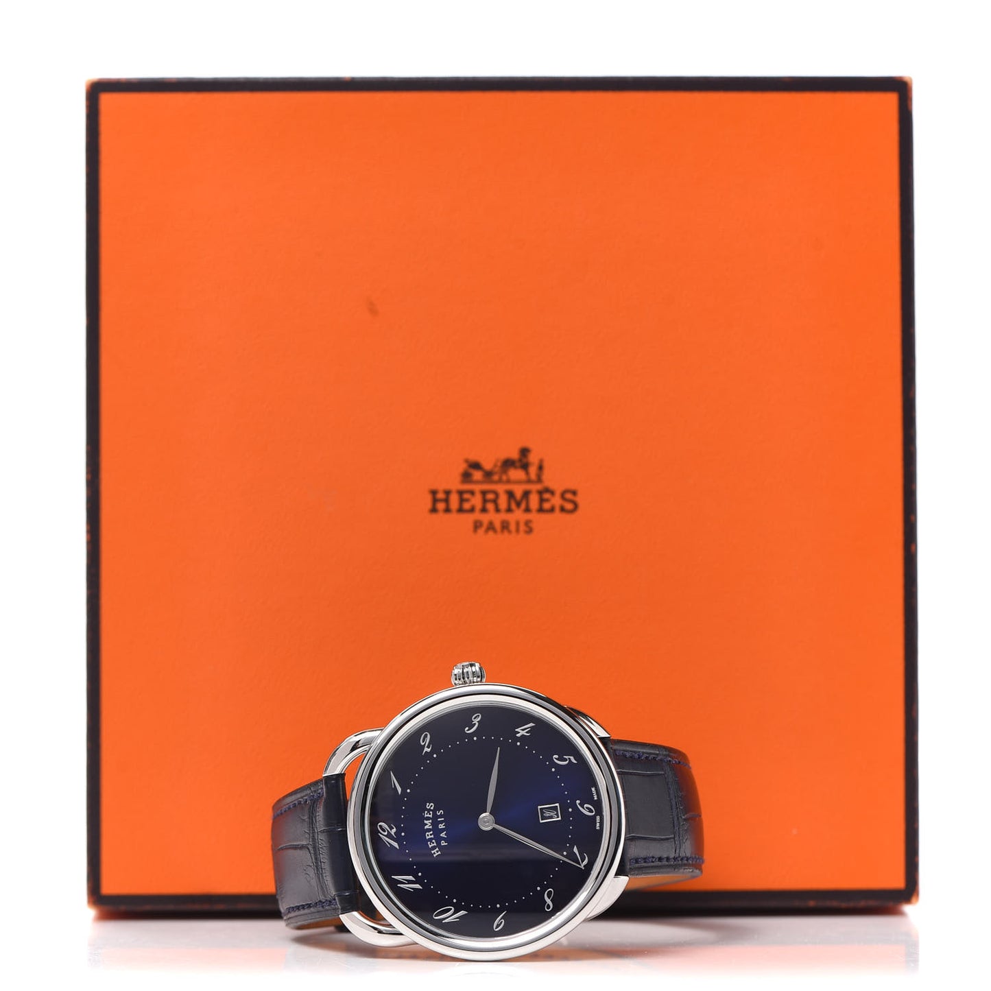 Stainless Steel Alligator 40mm Arceau Quartz Watch Bleu Abysse
