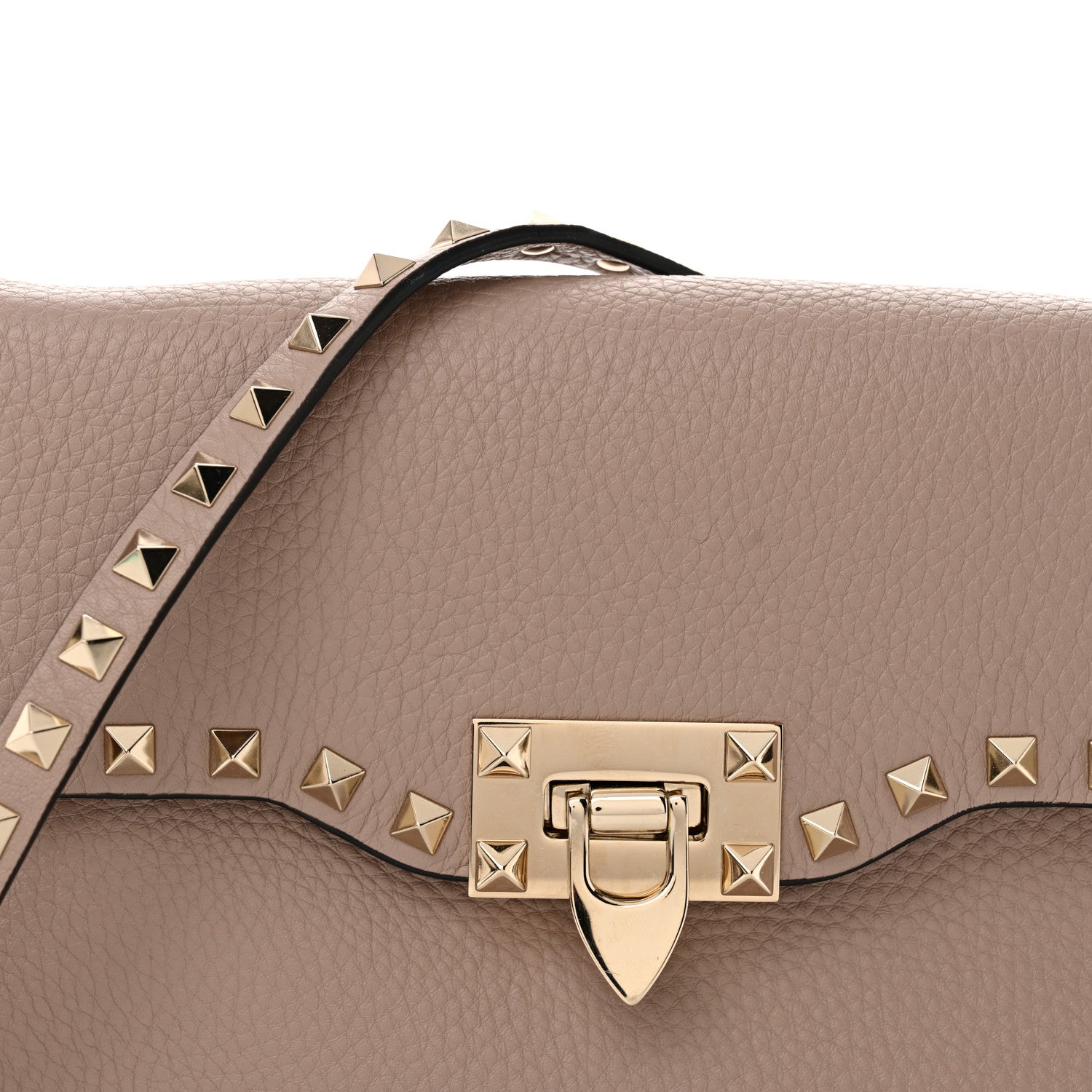 Valentino Garavani Pebbled Calfskin Medium Rockstud Flip Lock Crossbody Bag Poudre 7 of 9