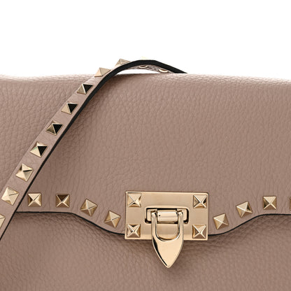 Valentino Garavani Pebbled Calfskin Medium Rockstud Flip Lock Crossbody Bag Poudre 7 of 9