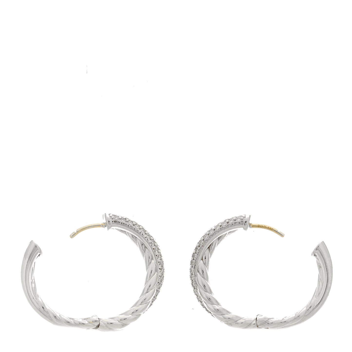 Sterling Silver Diamond 22.4mm Crossover Hoop Earrings