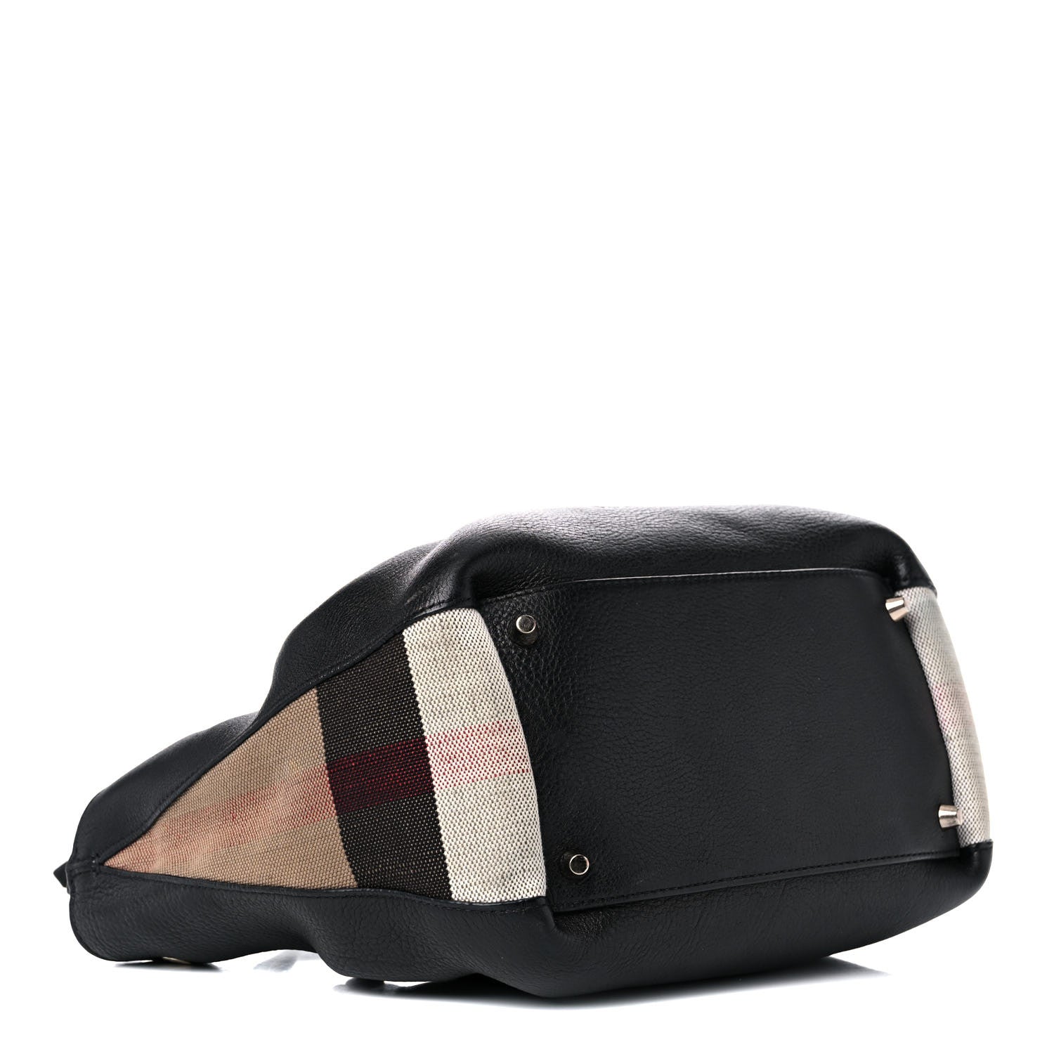 Burberry Grainy Calfskin House Check Small Maidstone Black 4 of 15