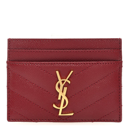 Saint Laurent Grain De Poudre Matelasse Chevron Monogram Credit Card Case Opyum Red 1 of 6