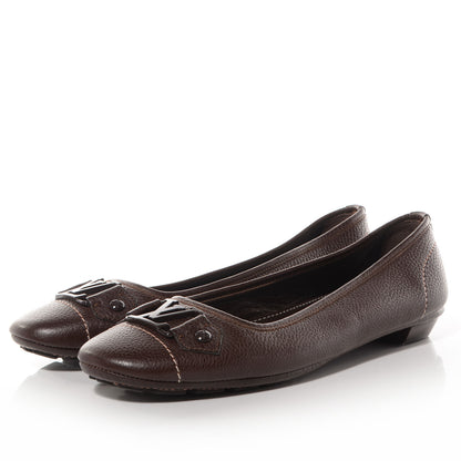 Louis Vuitton Pebbled Leather Oxford Ballerina Flats 42 Marron 3 of 8