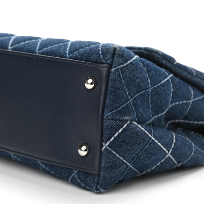 Chanel Denim Quilted Small Coco Handle Flap Blue 10 of 11