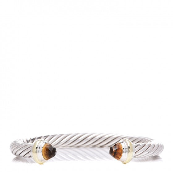 David Yurman Sterling Silver 14K Yellow Gold Citrine 7mm Cable Classics Bracelet 1 of 5