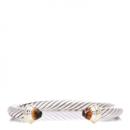 David Yurman Sterling Silver 14K Yellow Gold Citrine 7mm Cable Classics Bracelet 1 of 5