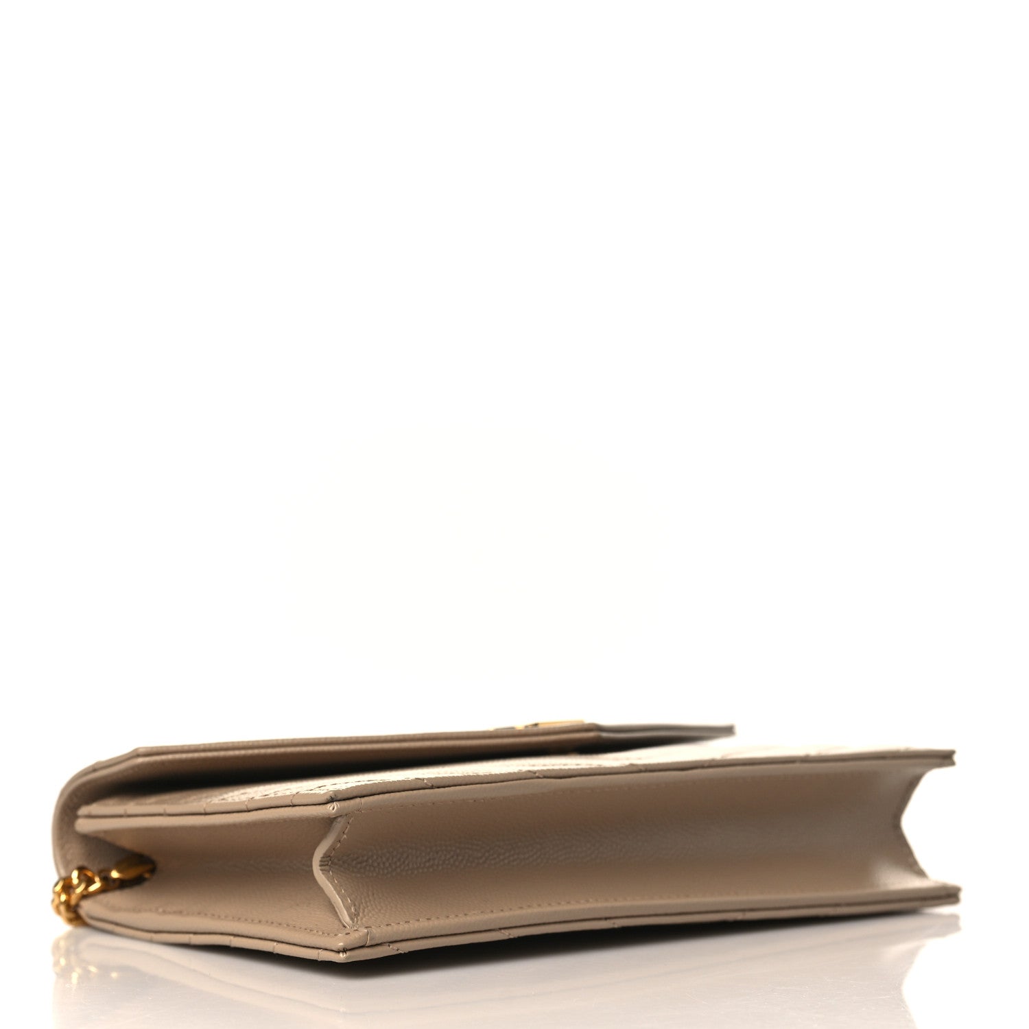 Saint Laurent Grain De Poudre Matelasse Chevron Monogram Envelope Chain Wallet Nude Powder 3 of 7