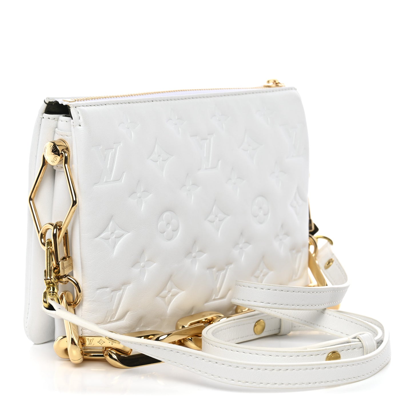 Lambskin Embossed Monogram Coussin BB White