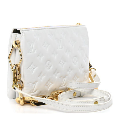 Louis Vuitton Lambskin Embossed Monogram Coussin BB White 2 of 8