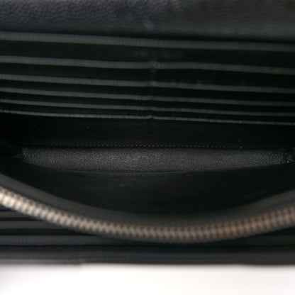 Saint Laurent Grain De Poudre Matelasse Chevron Monogram Chain Wallet Black 5 of 10