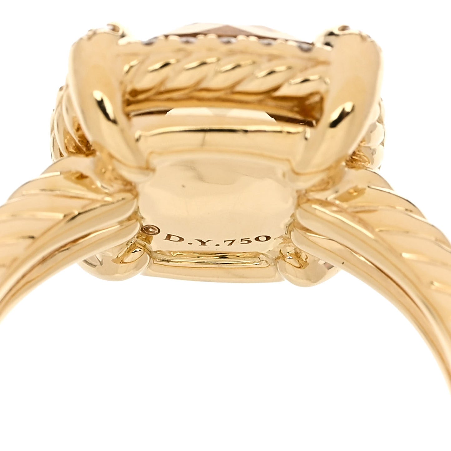 18K Yellow Gold Diamond Champagne Citrine 9mm Chatelaine Pave Bezel Ring 52 6