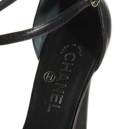 Chanel Lambskin Chain T Strap Platform Pumps 40 Black 7 of 7