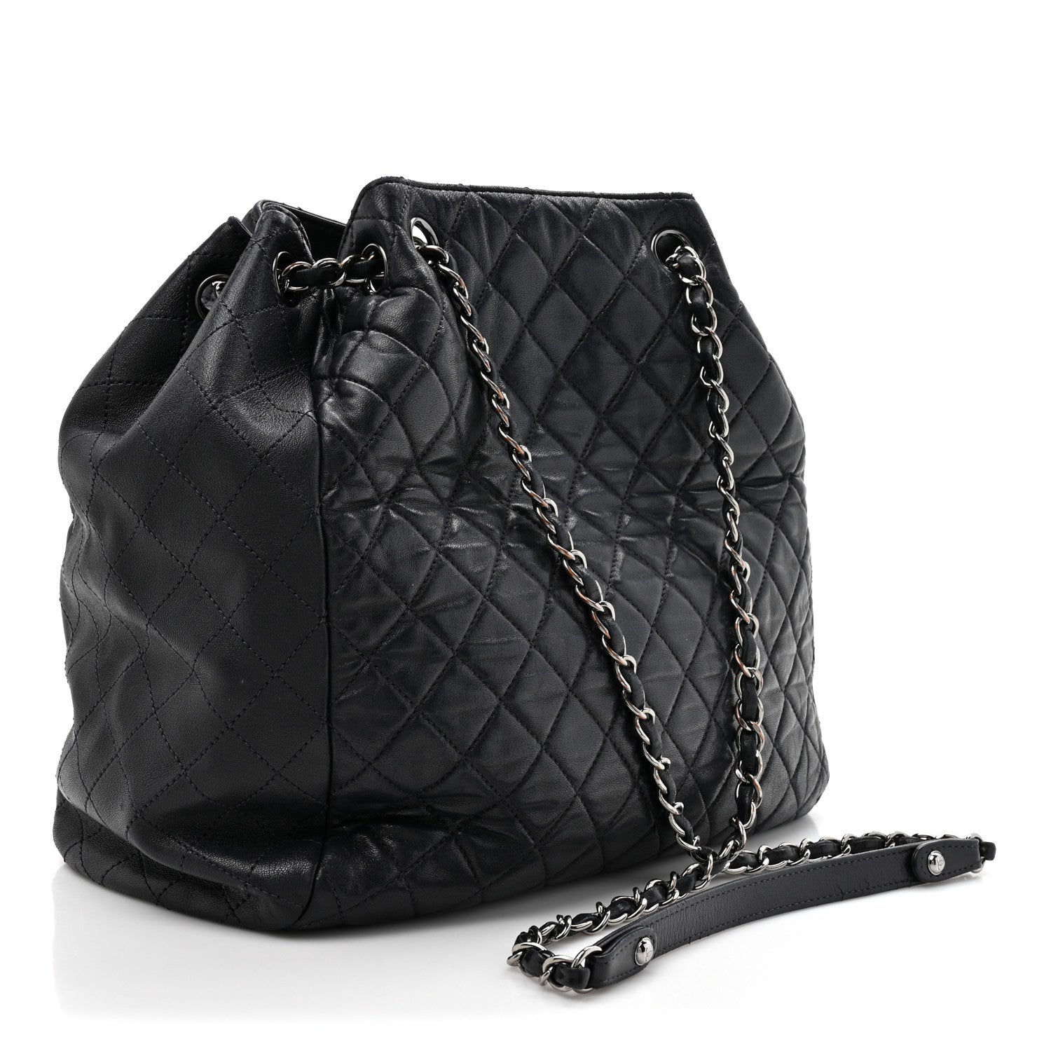 Chanel Lambskin Quilted Large Drawstring Shoulder Bag Dark Purple 3 of 10