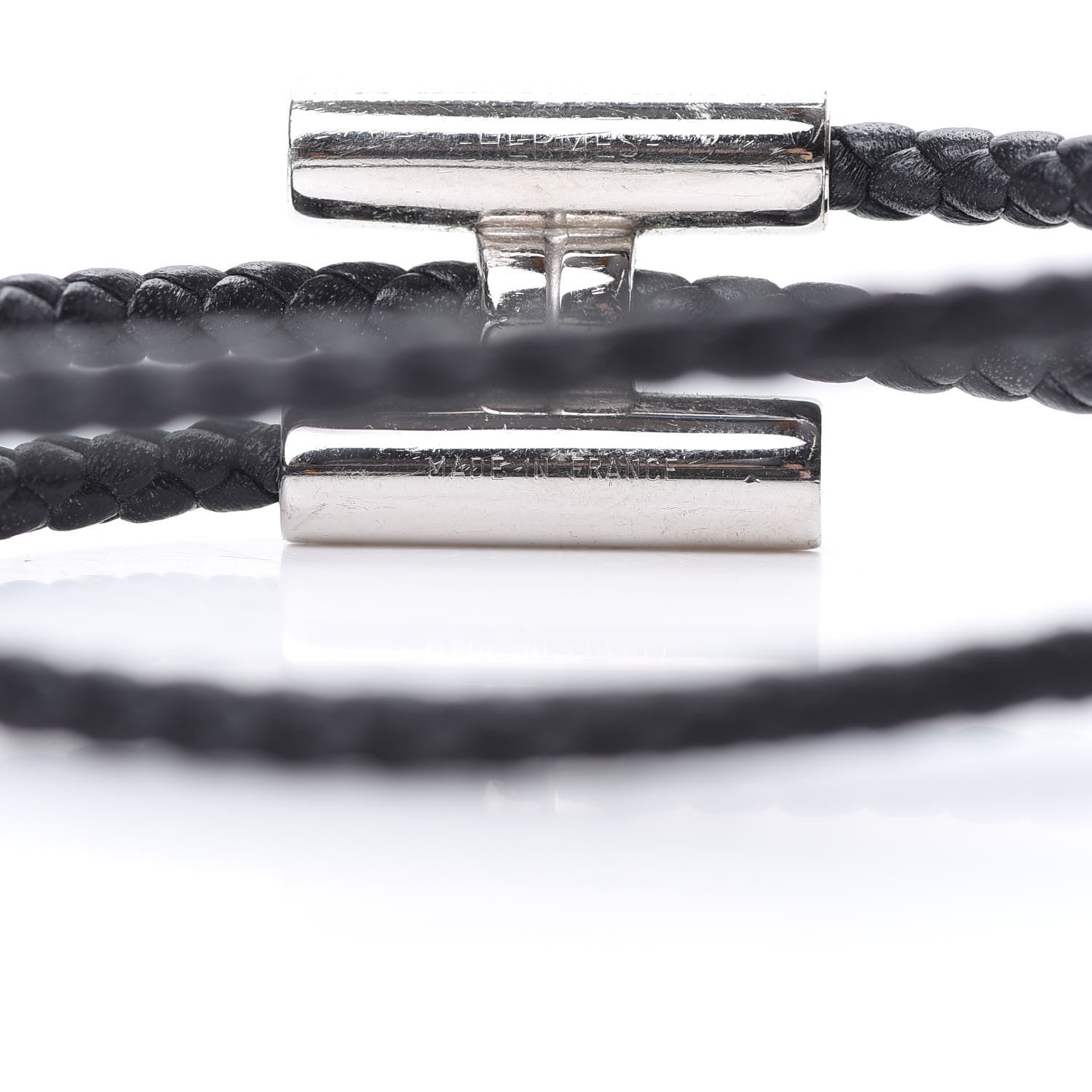 Hermes Swift Double Wrap Cord Tournis Tresse Bracelet T5 Black 5 of 5