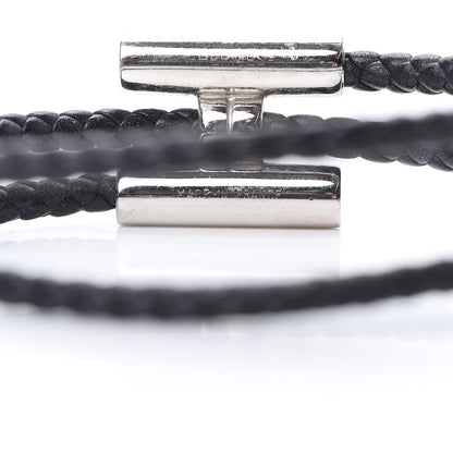 Hermes Swift Double Wrap Cord Tournis Tresse Bracelet T5 Black 5 of 5