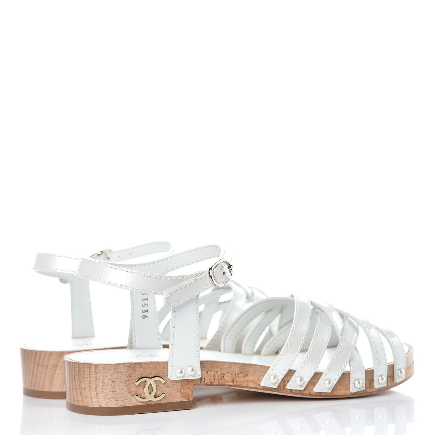 Metallized Patent Calfskin Sandals 38 Ivory