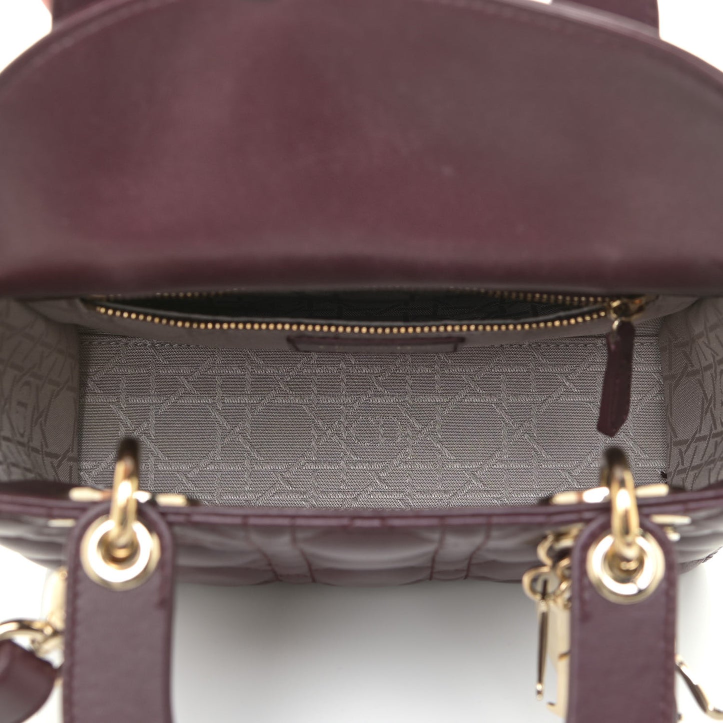 Lambskin Cannage Small Lucky Badges My Lady Dior Burgundy