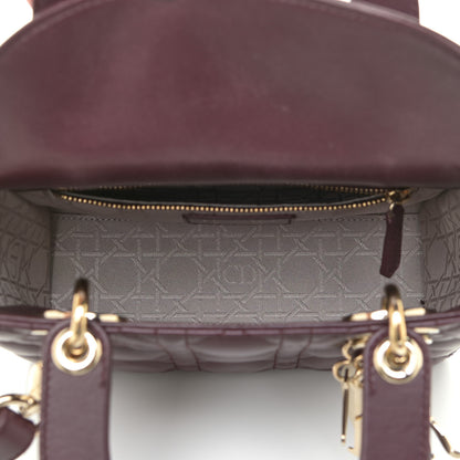 Christian Dior Lambskin Cannage Small Lucky Badges My Lady Dior Burgundy 5 of 15