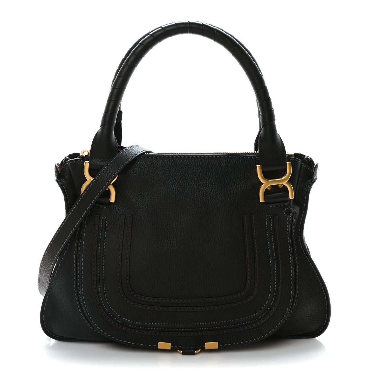 Calfskin Medium Marcie Satchel Black