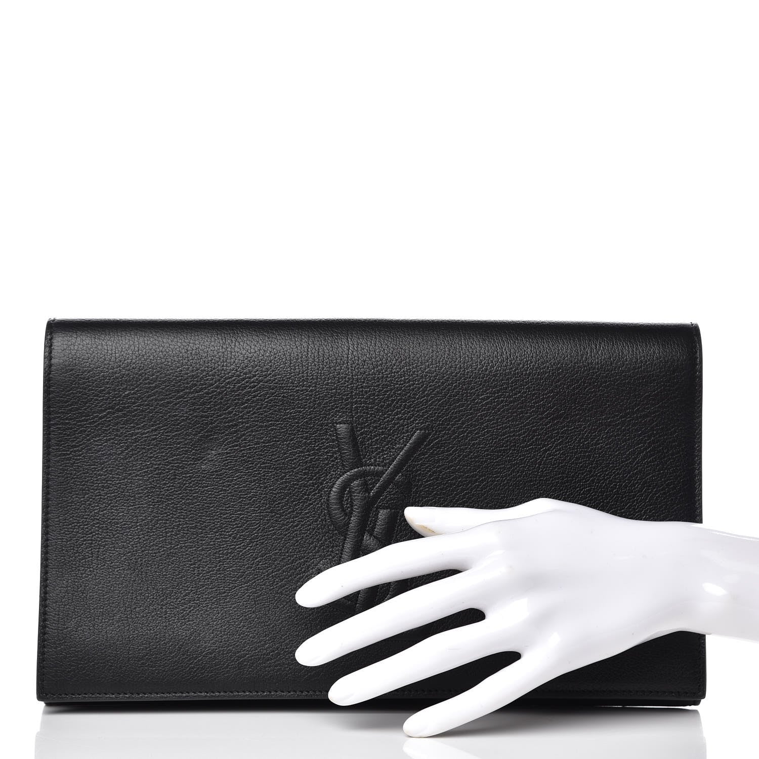 Saint Laurent Calfskin Monogram Large Belle De Jour Clutch Black 2 of 13