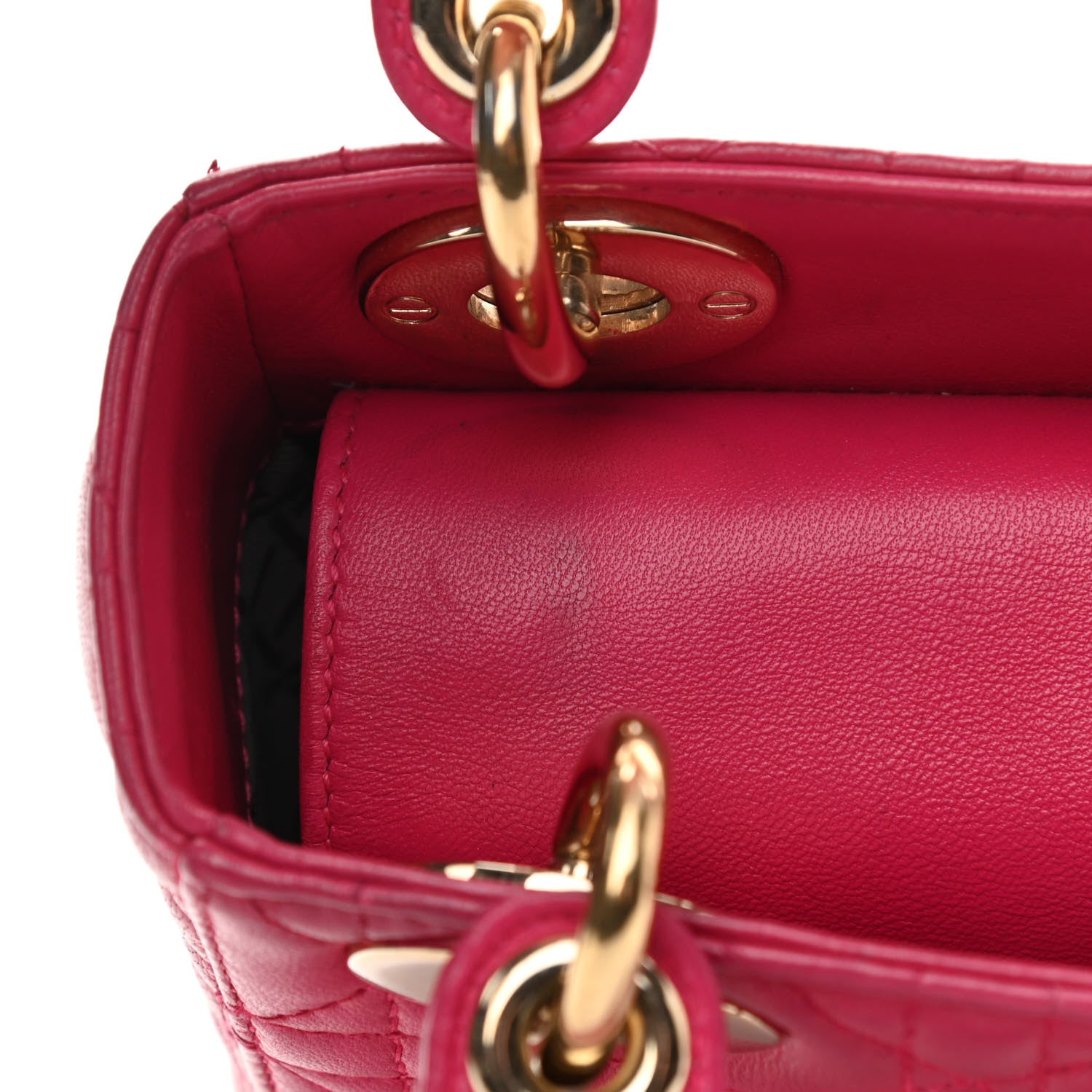 Christian Dior Lambskin Cannage Mini Lady Dior Fuchsia 15 of 15