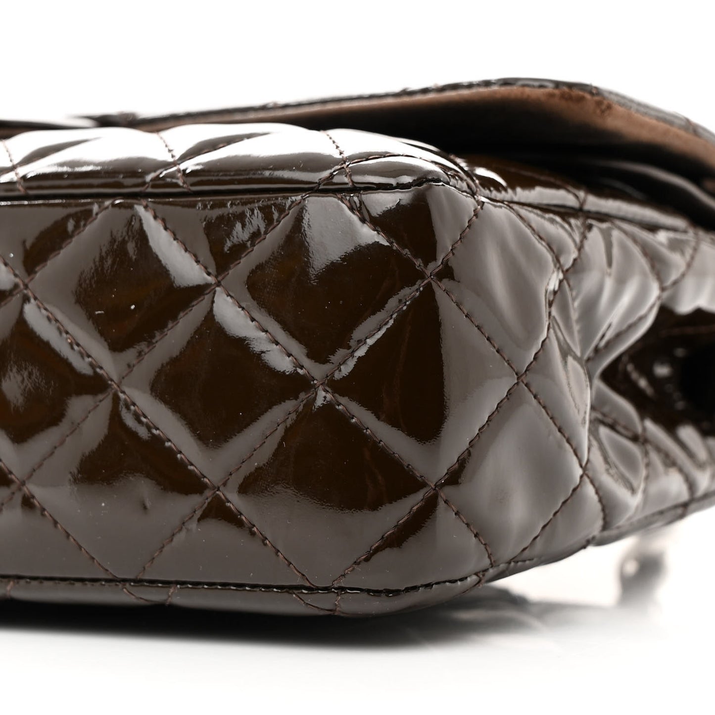 Patent Quilted Medium Double Flap Brown