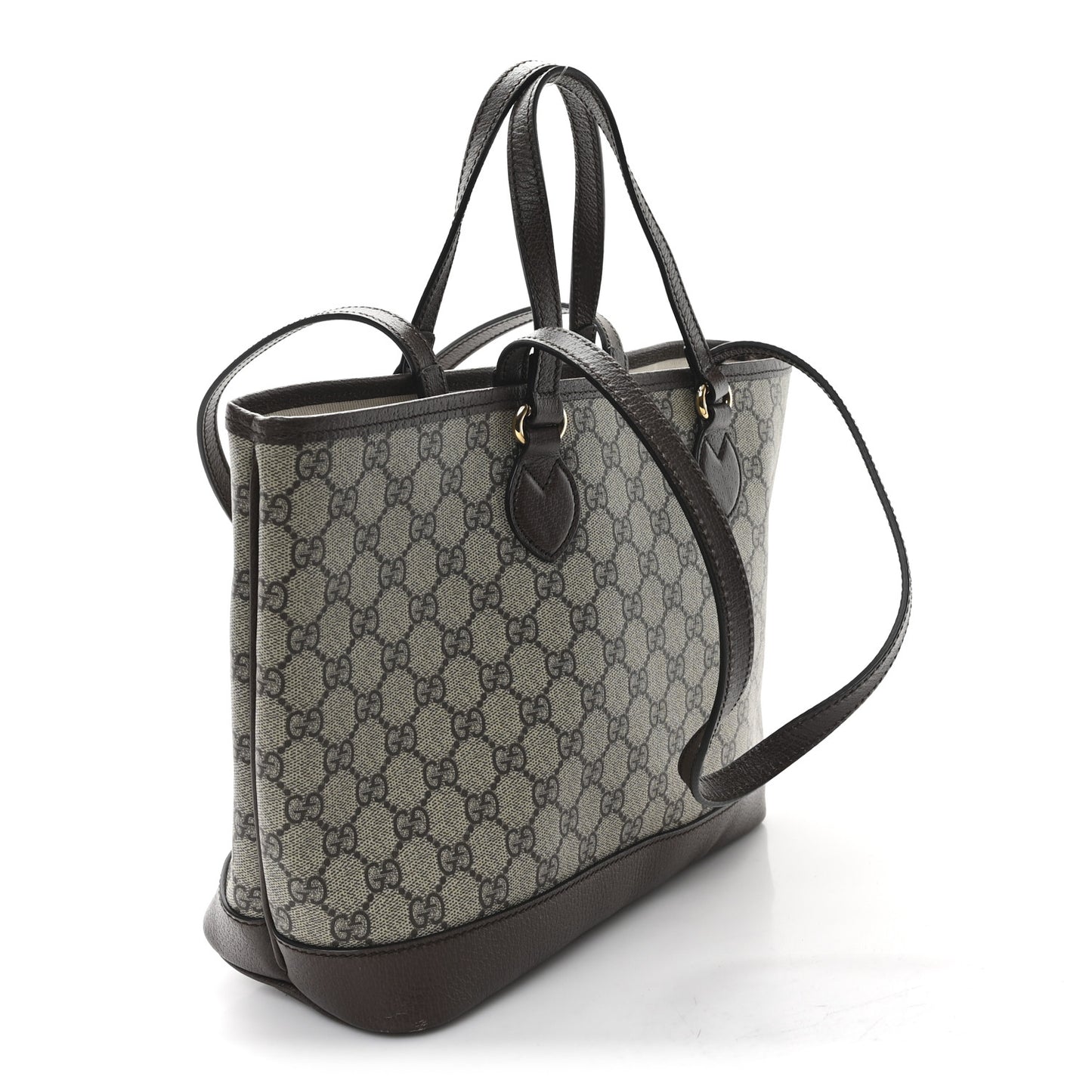 GG Supreme Monogram Textured Calfskin Small Ophidia Shoulder Tote Bag Beige Ebony New Acero