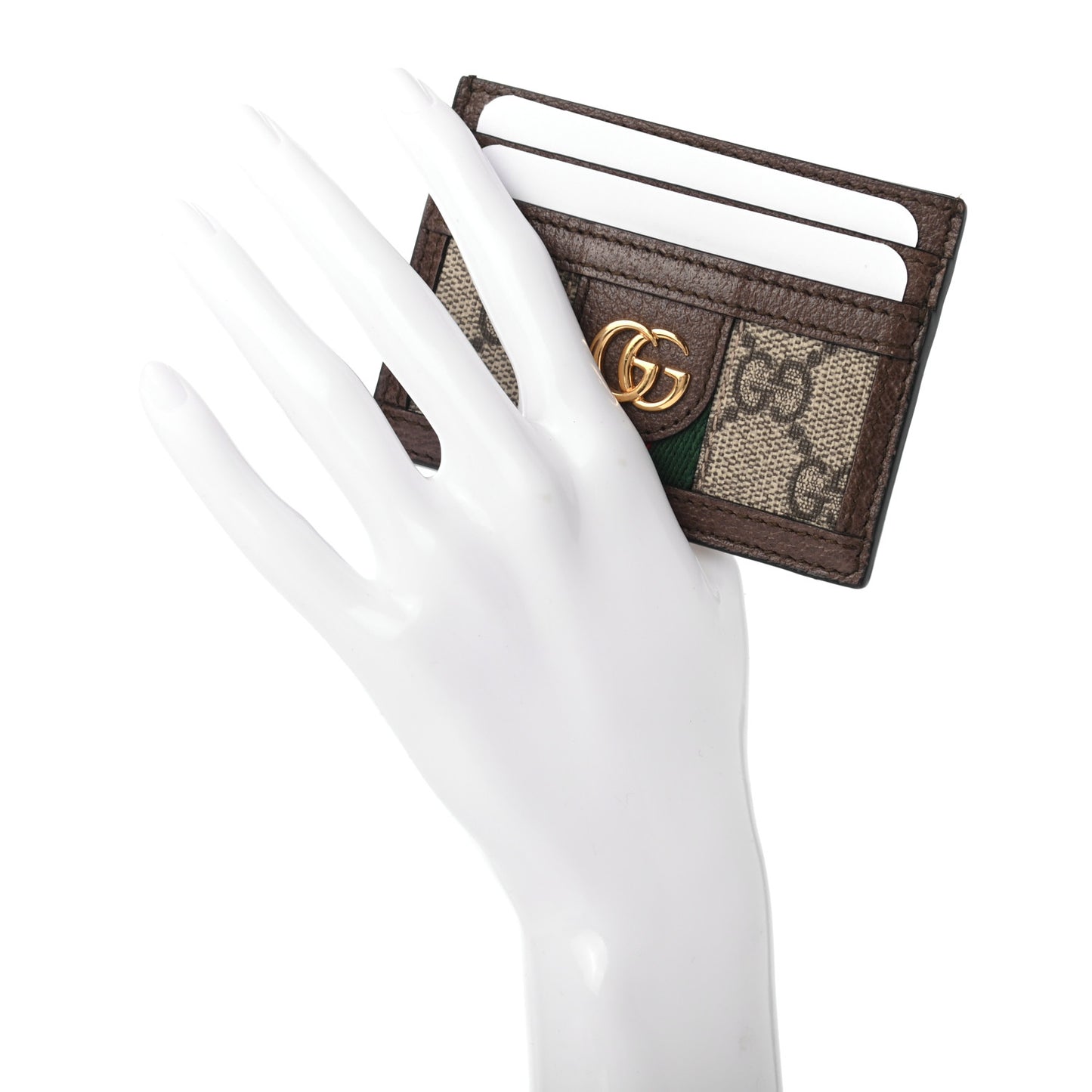 GG Supreme Monogram Ophidia Card Holder Brown