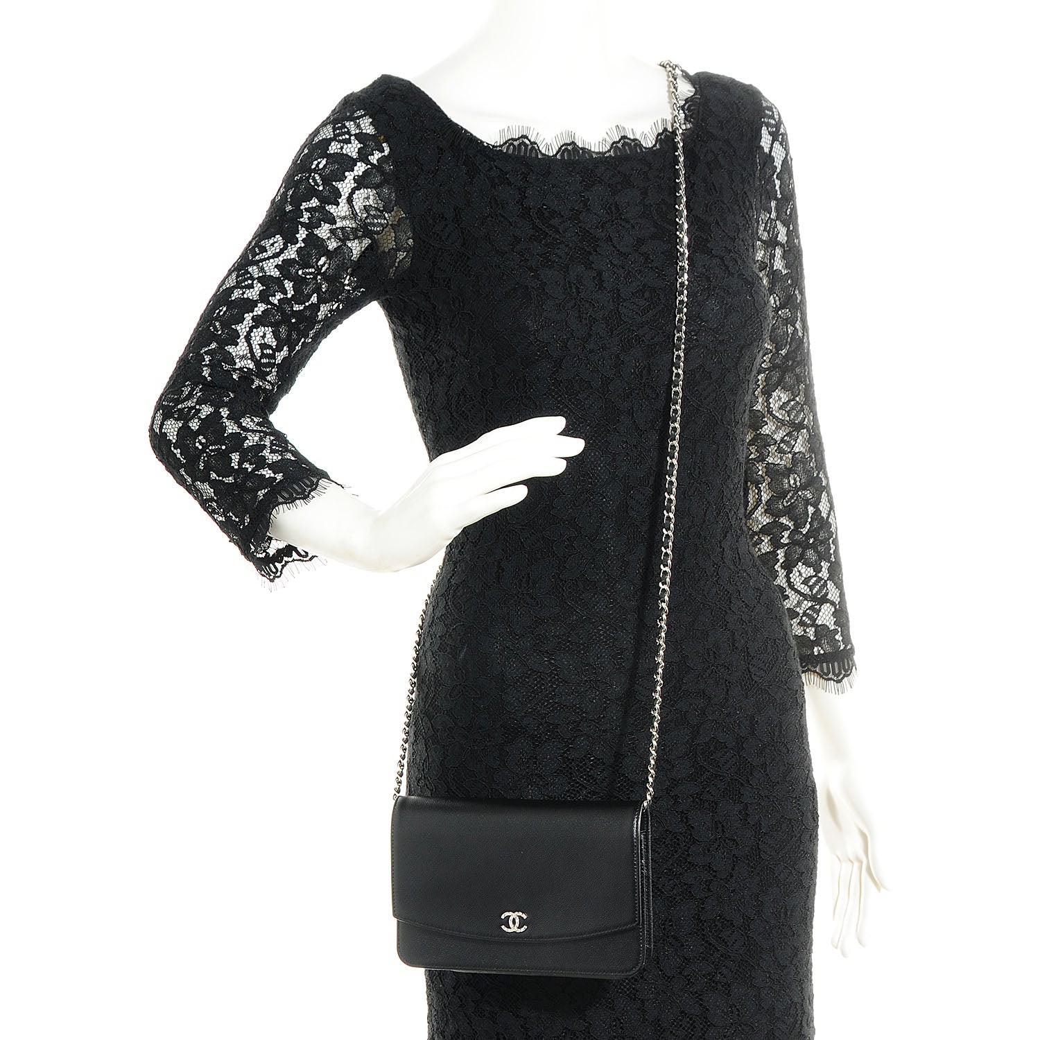 Chanel Caviar Sevruga Wallet On Chain WOC Black 2 of 9