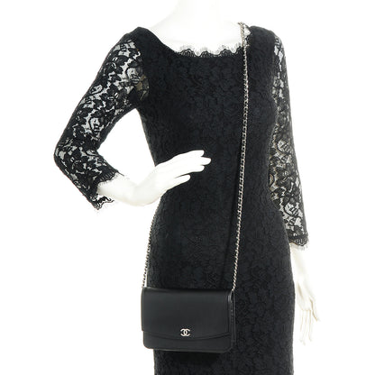 Chanel Caviar Sevruga Wallet On Chain WOC Black 2 of 9
